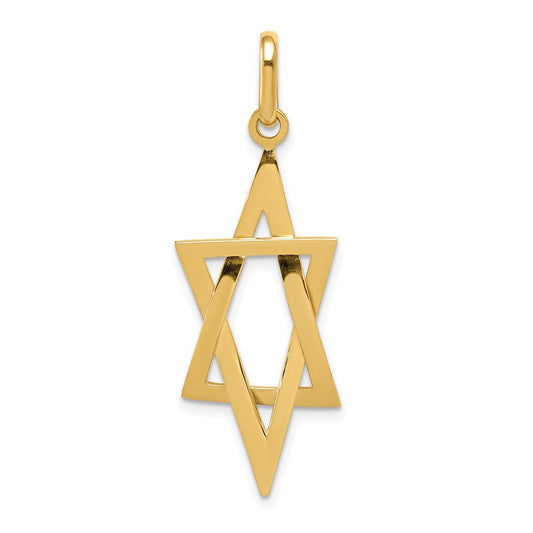 14k Yellow Gold Elongated Star of David Pendant