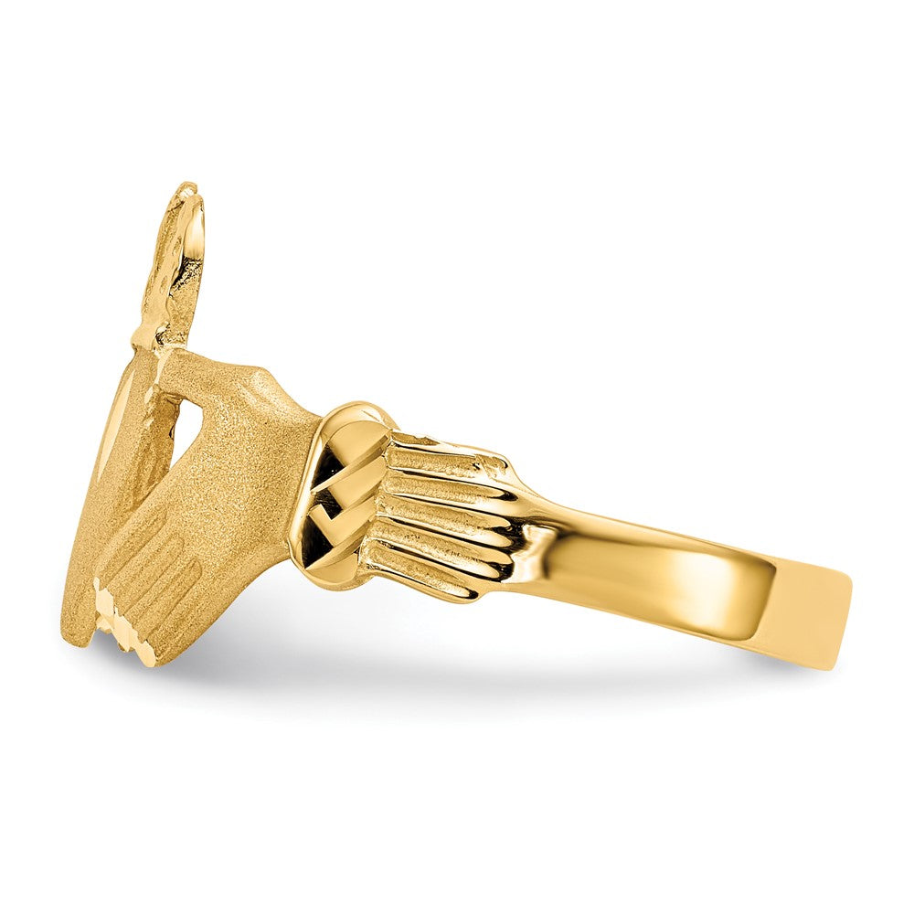 14K Yellow Gold Diamond-cut Claddagh Ring