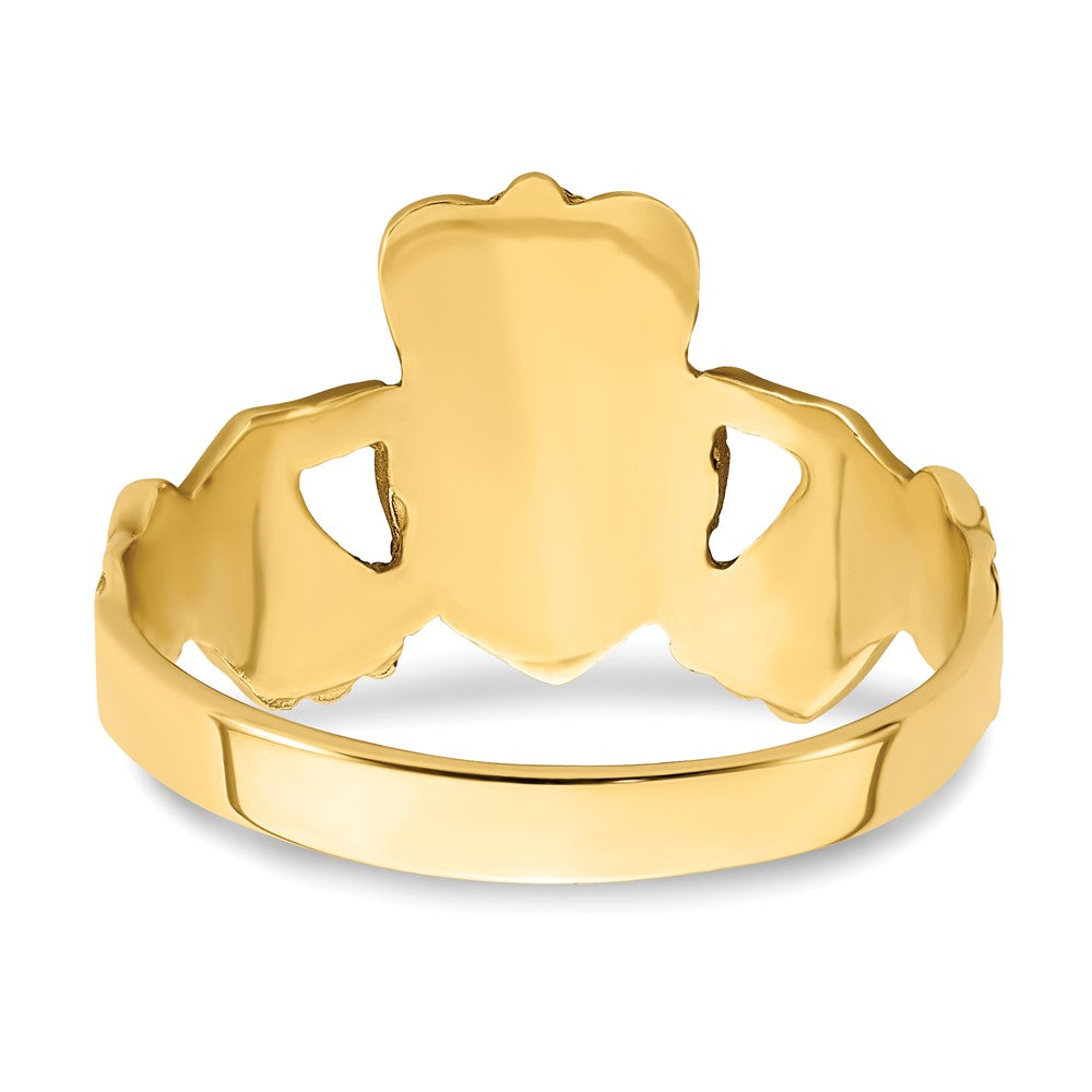 14K Yellow Gold Diamond-cut Claddagh Ring