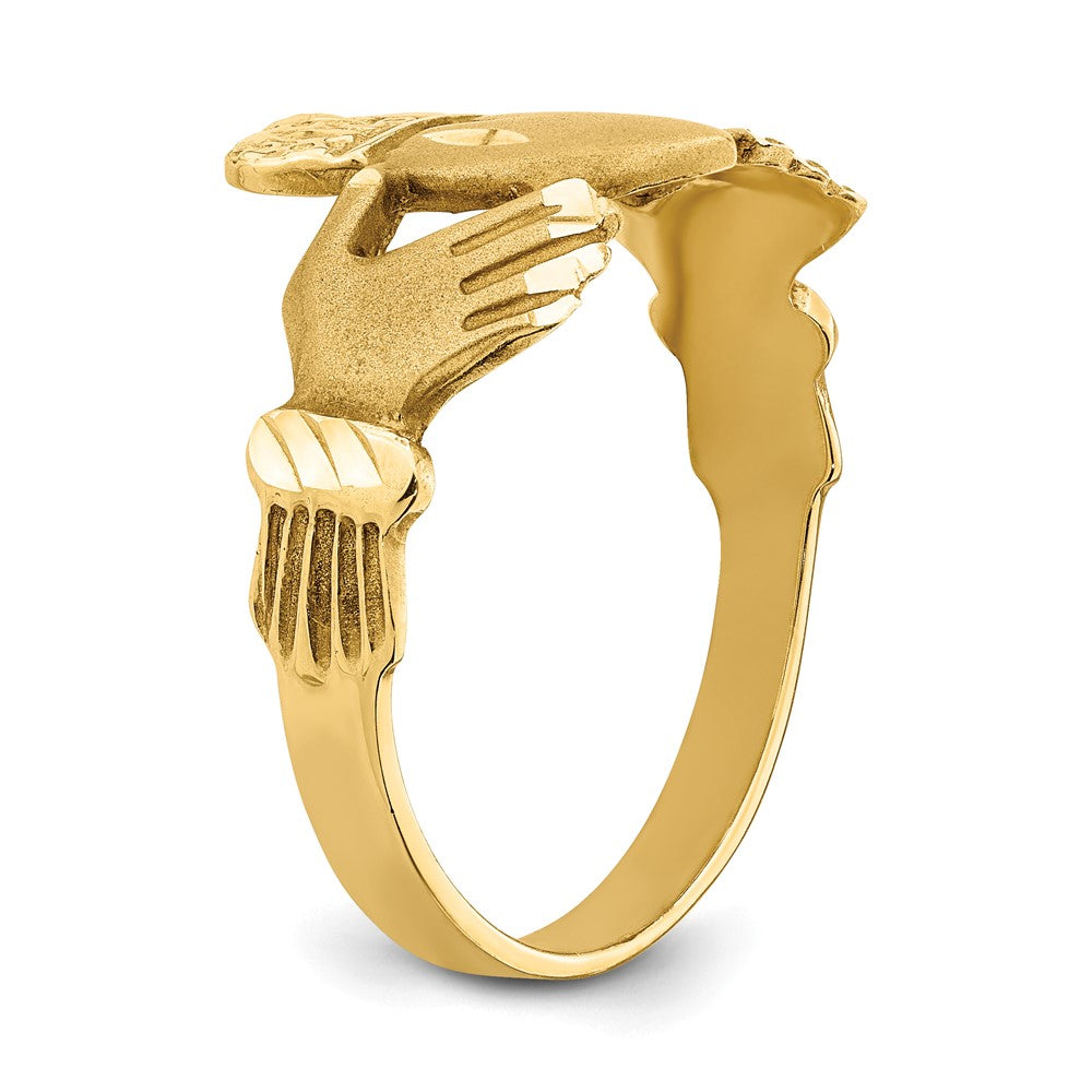 14K Yellow Gold Diamond-cut Claddagh Ring