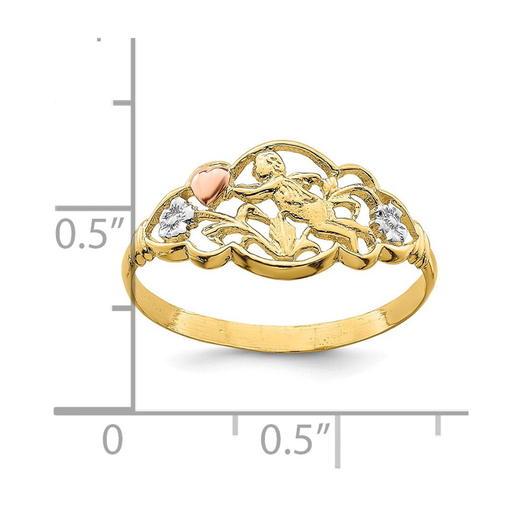 14K Two-Tone Gold W/White Rhodium Angel Ring