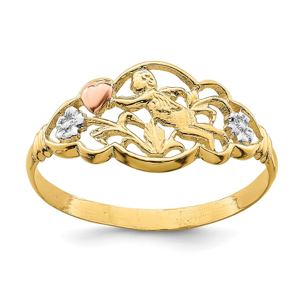 14K Two-Tone Gold W/White Rhodium Angel Ring