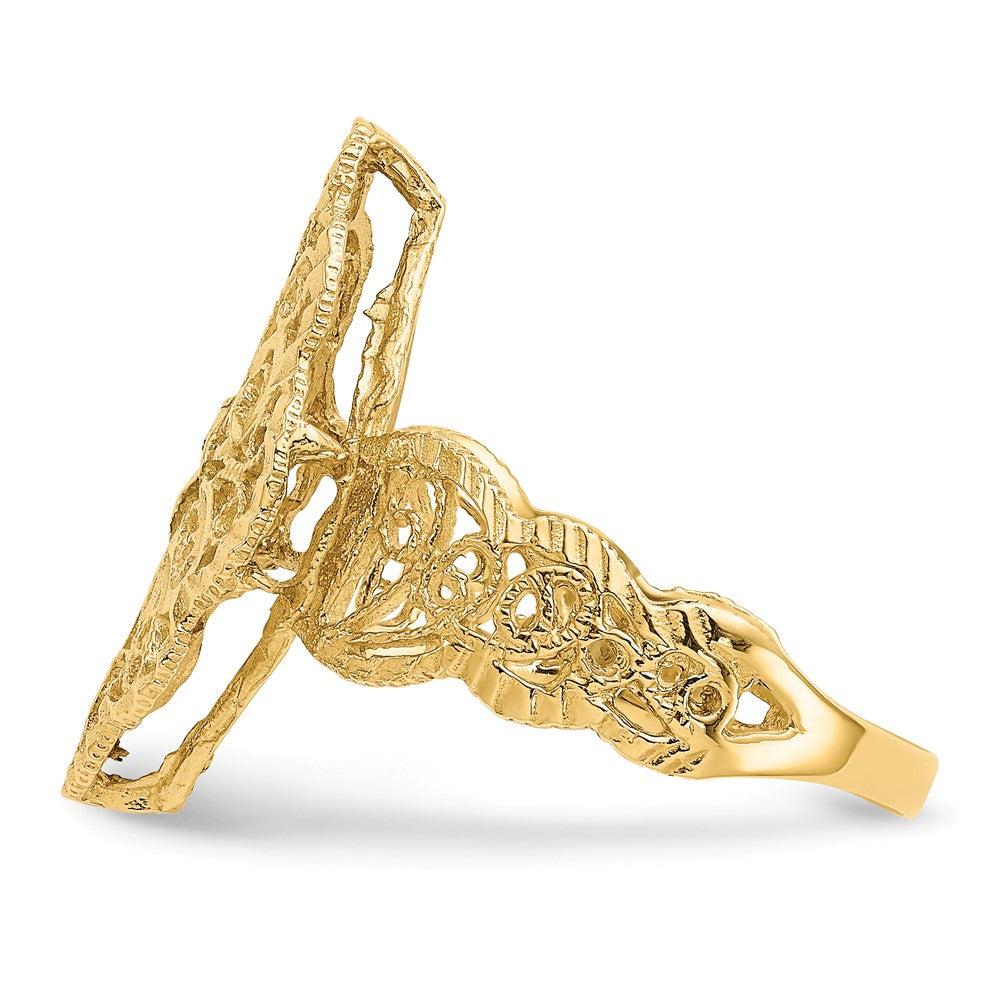 14K Yellow Gold Real Diamond Cut Filigree Ring