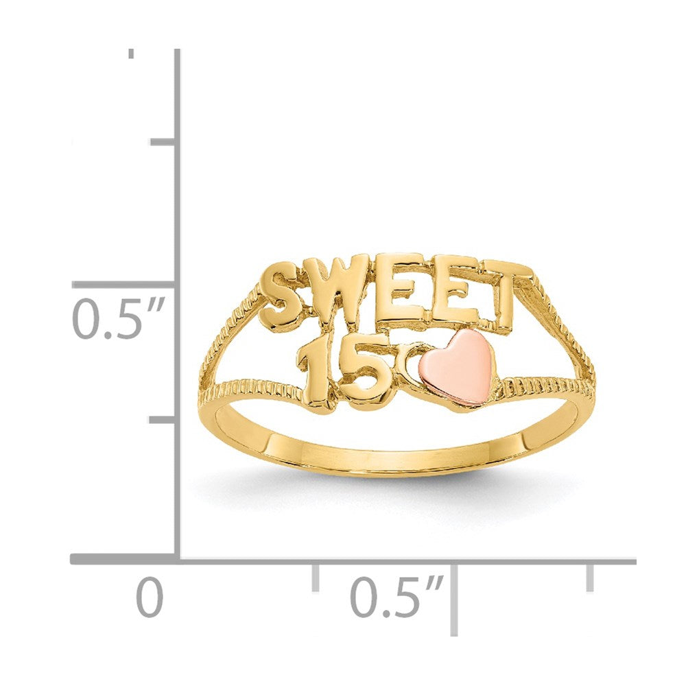 14K Two-Tone Gold Sweet 15 Heart Ring