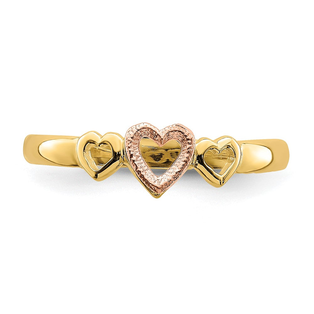 14k Rose and Yellow Gold Hearts Ring