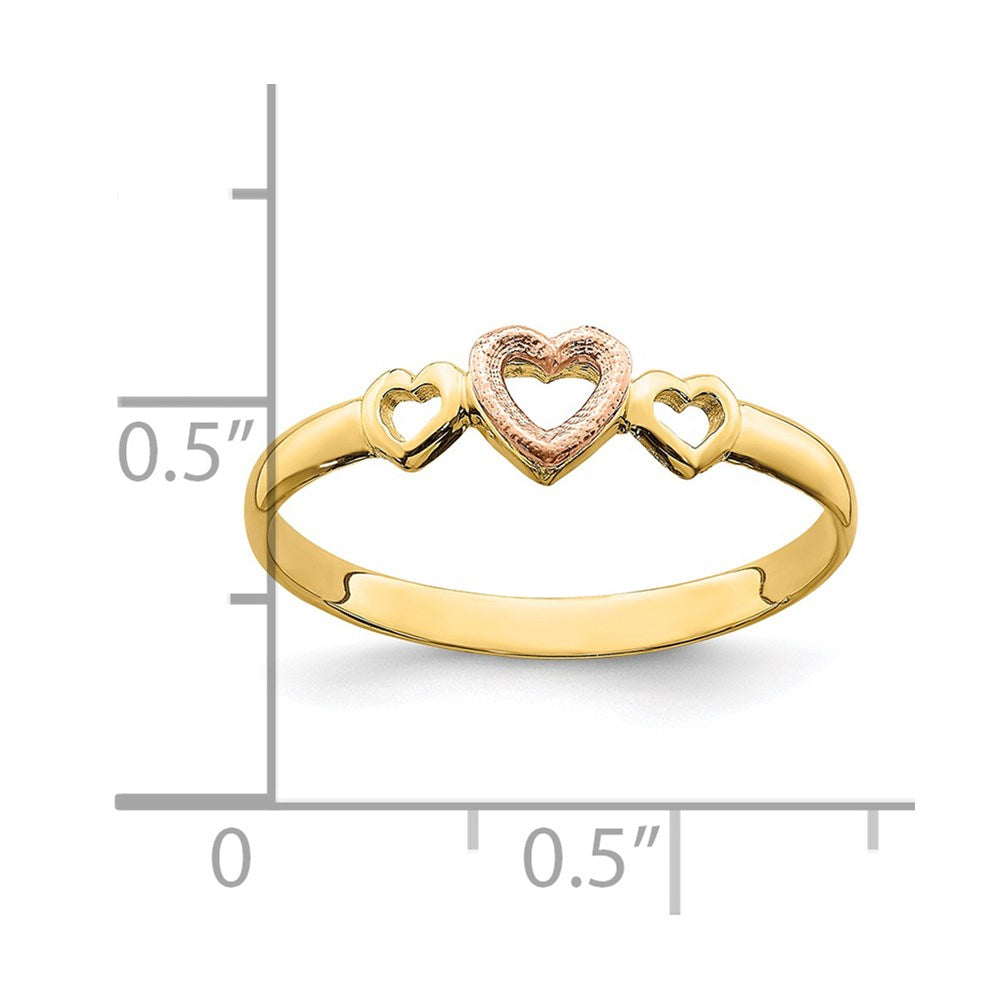 14k Rose and Yellow Gold Hearts Ring