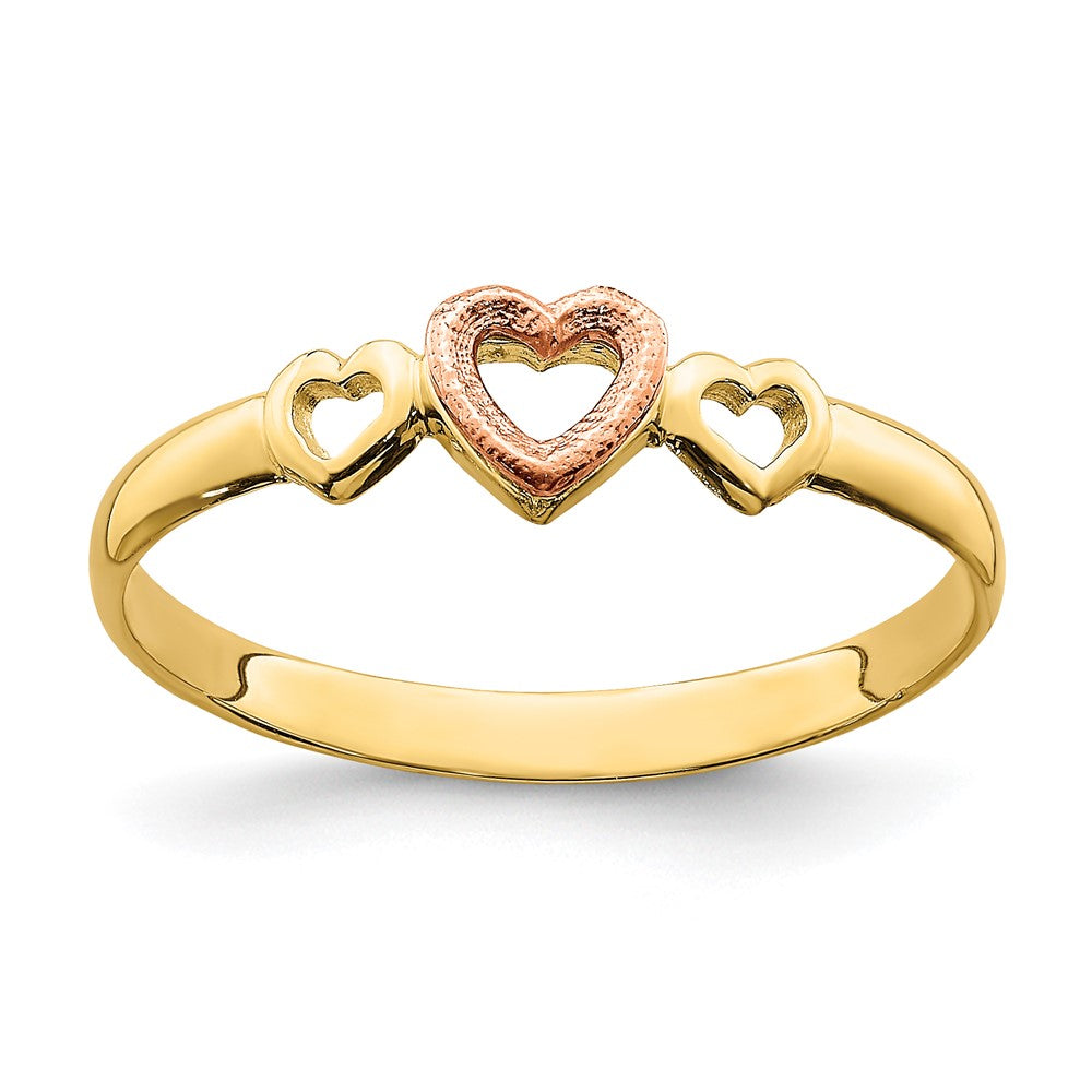 14k Rose and Yellow Gold Hearts Ring