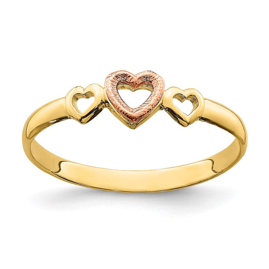 14k Rose and Yellow Gold Hearts Ring