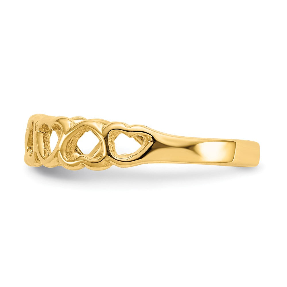 14K Yellow Gold Polished Hearts Ring