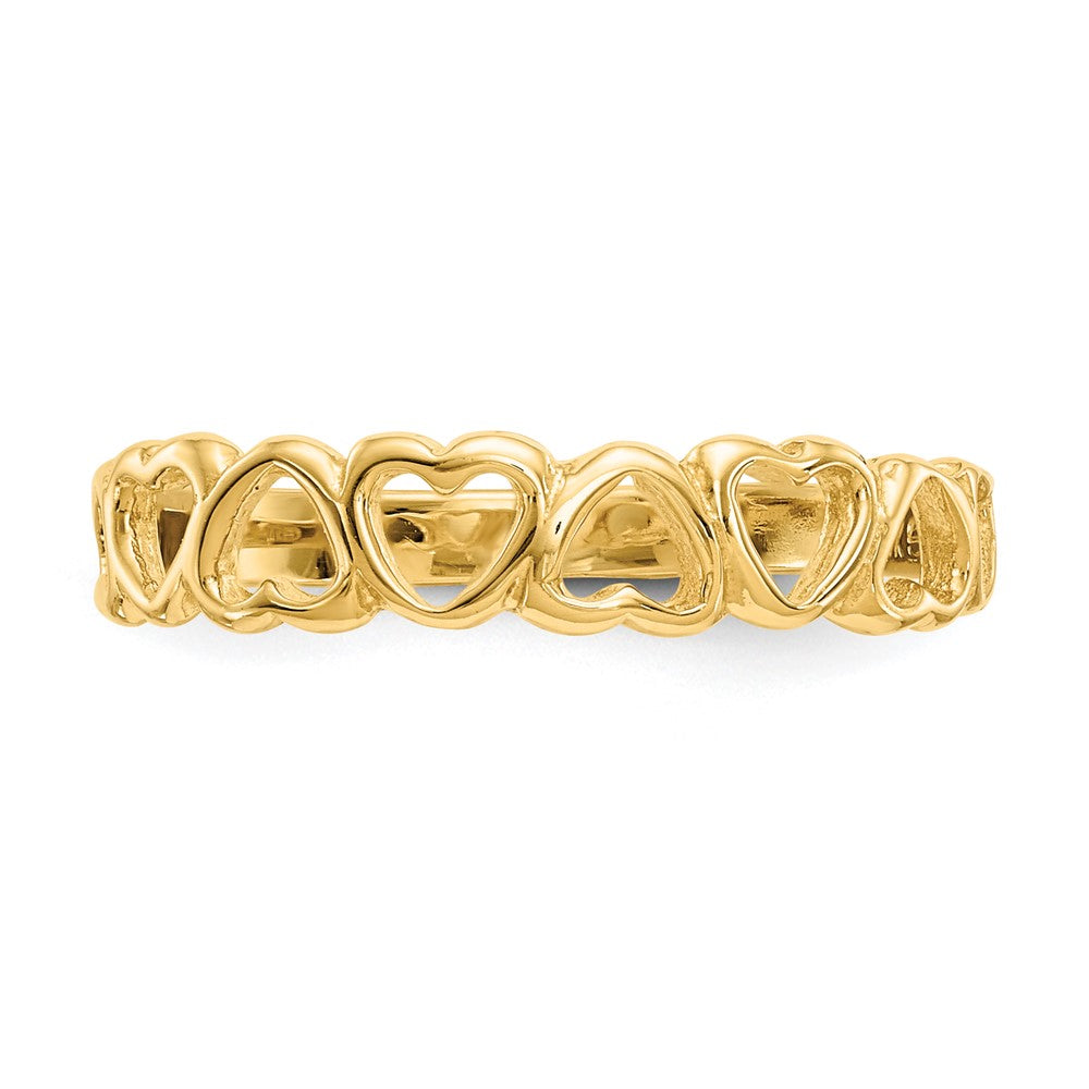 14K Yellow Gold Polished Hearts Ring