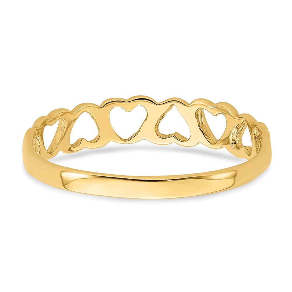 14K Yellow Gold Polished Hearts Ring