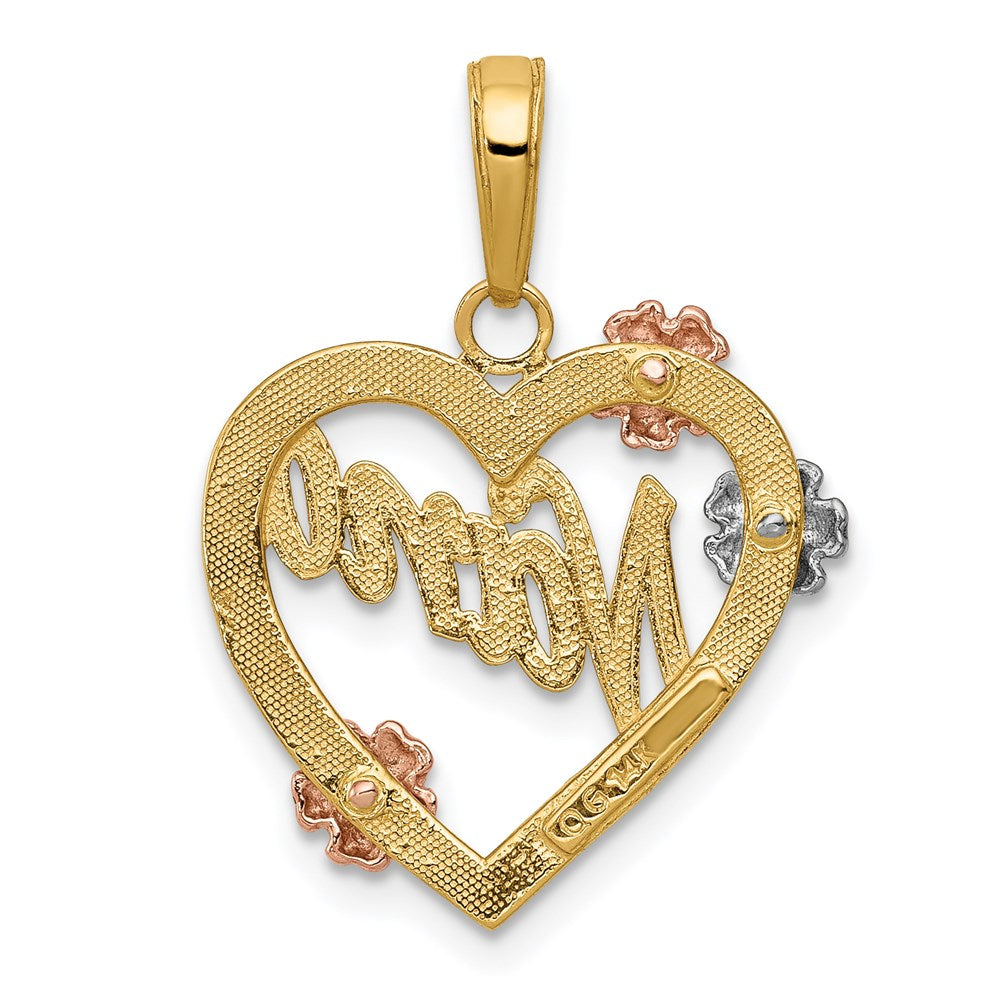 14k Tri-Color Gold NANA in Heart with Flowers Pendant