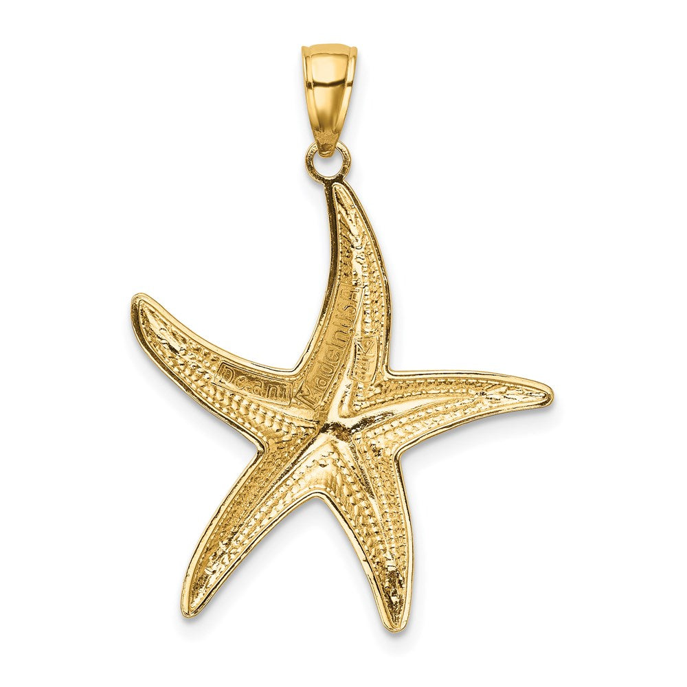 14k Yellow & Rhodium Gold with White Rhodium Starfish Pendant