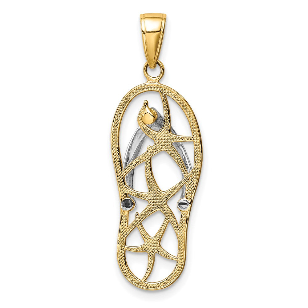 14k Two-tone Gold Starfish Flip-Flop Pendant