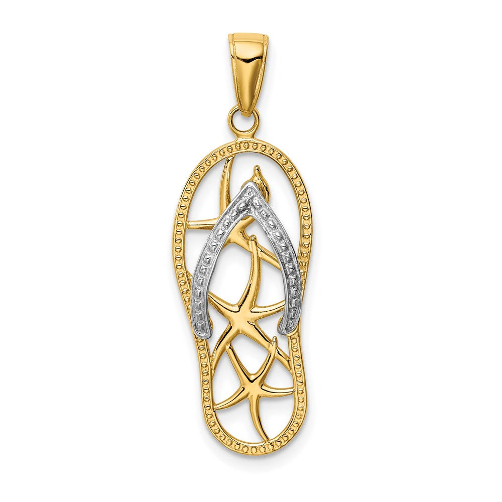 14k Two-tone Gold Starfish Flip-Flop Pendant