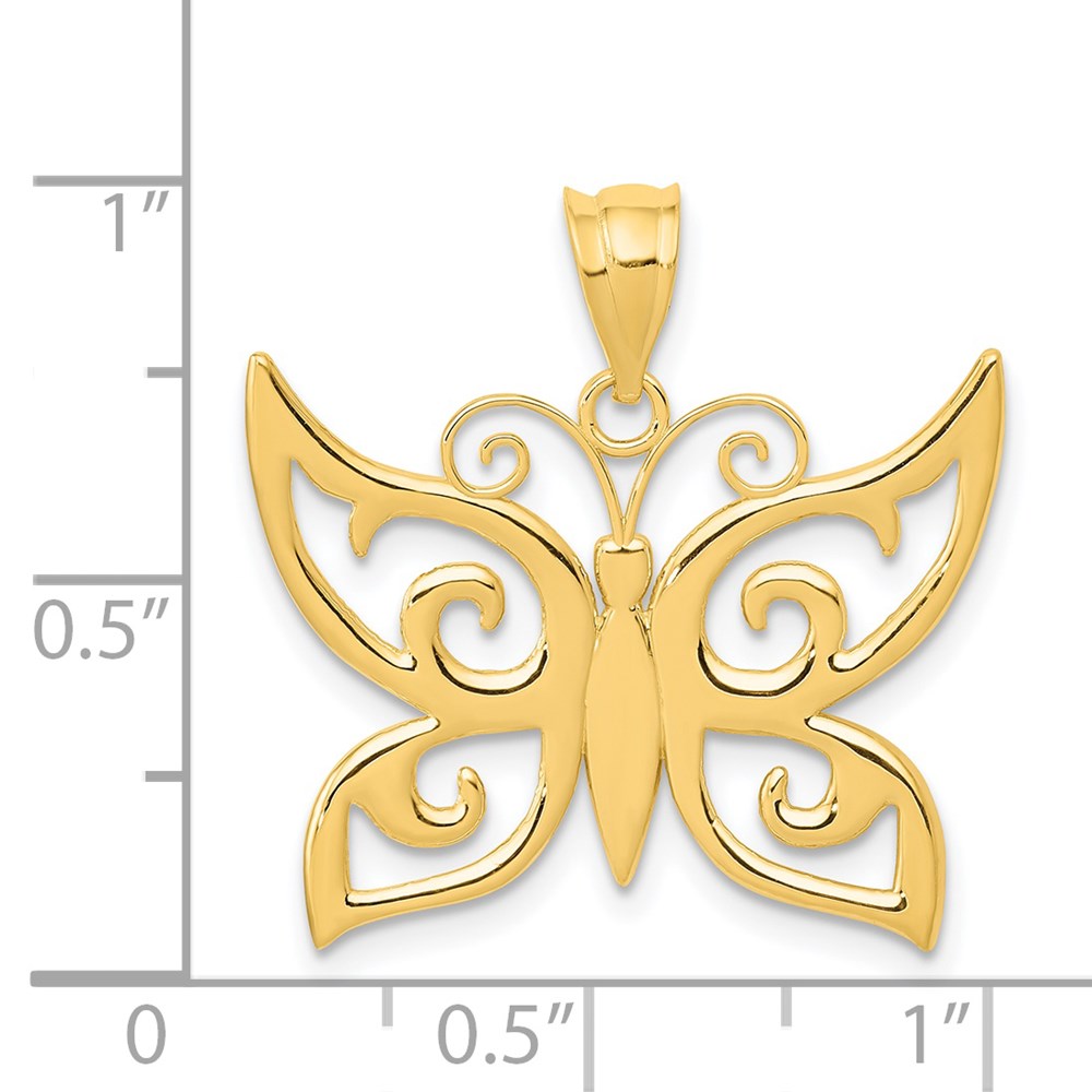 14k Yellow Gold Polished Butterfly Pendant