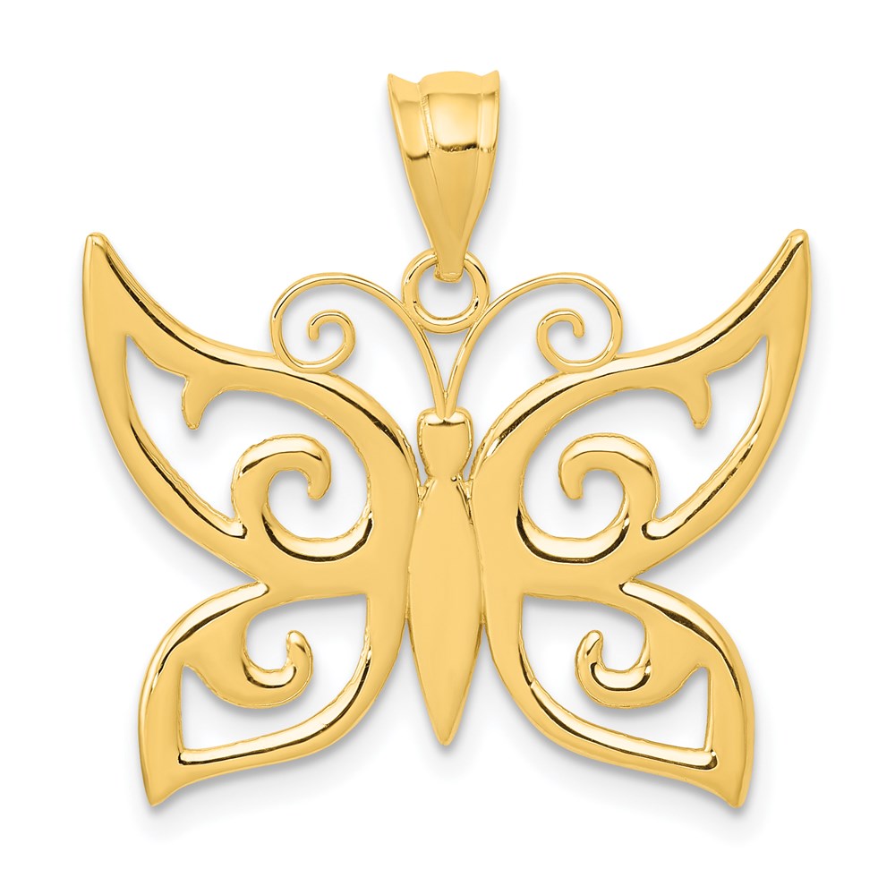 14k Yellow Gold Polished Butterfly Pendant