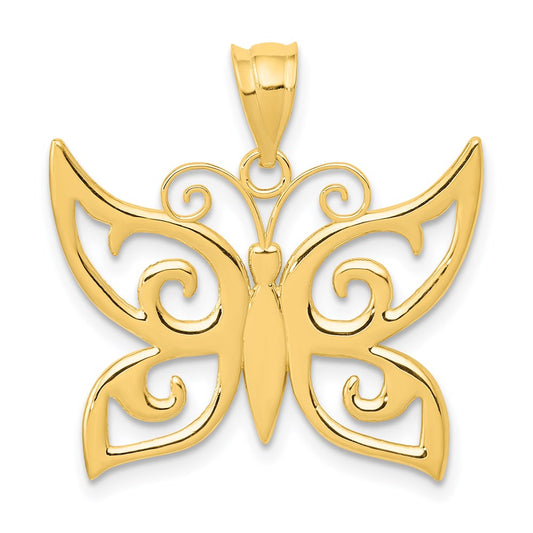 14k Yellow Gold Polished Butterfly Pendant