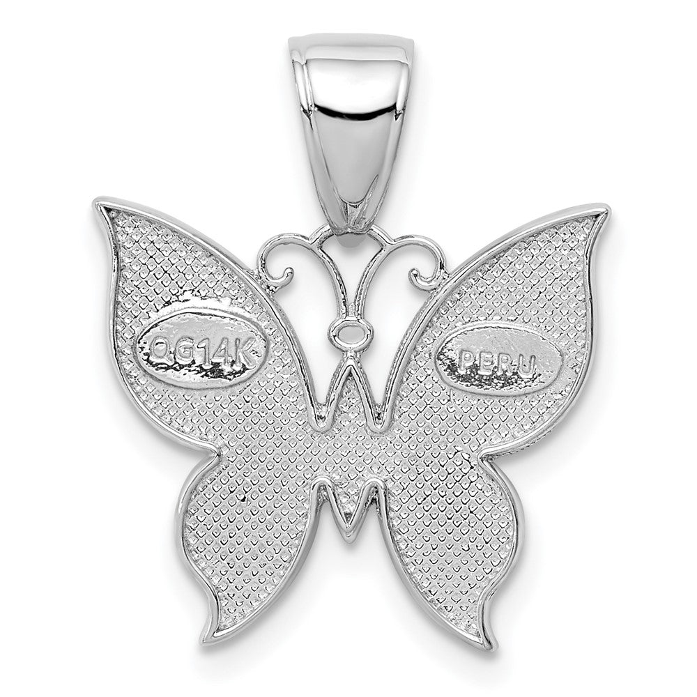 14k White Gold Butterfly Pendant