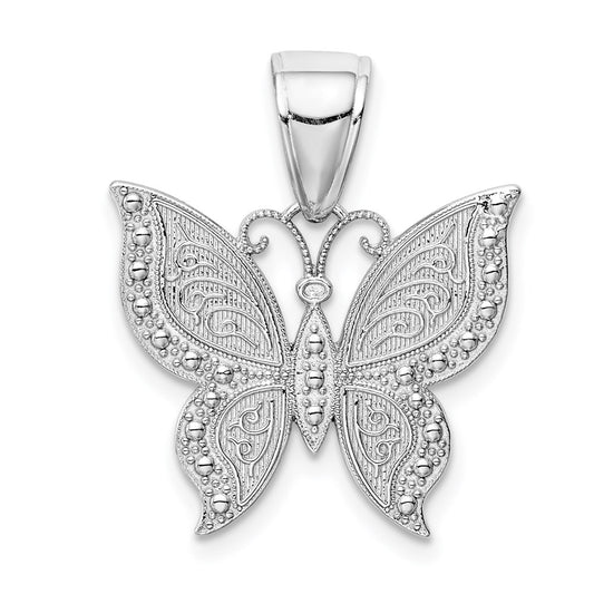 14k White Gold Butterfly Pendant