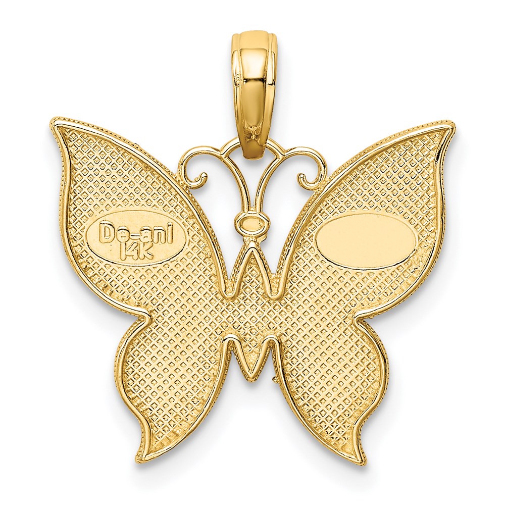 14k Yellow & Rhodium Gold w/Rhodium Butterfly Pendant