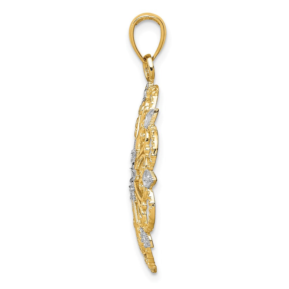 14k Yellow & Rhodium Gold and Rhodium Starburst Pendant