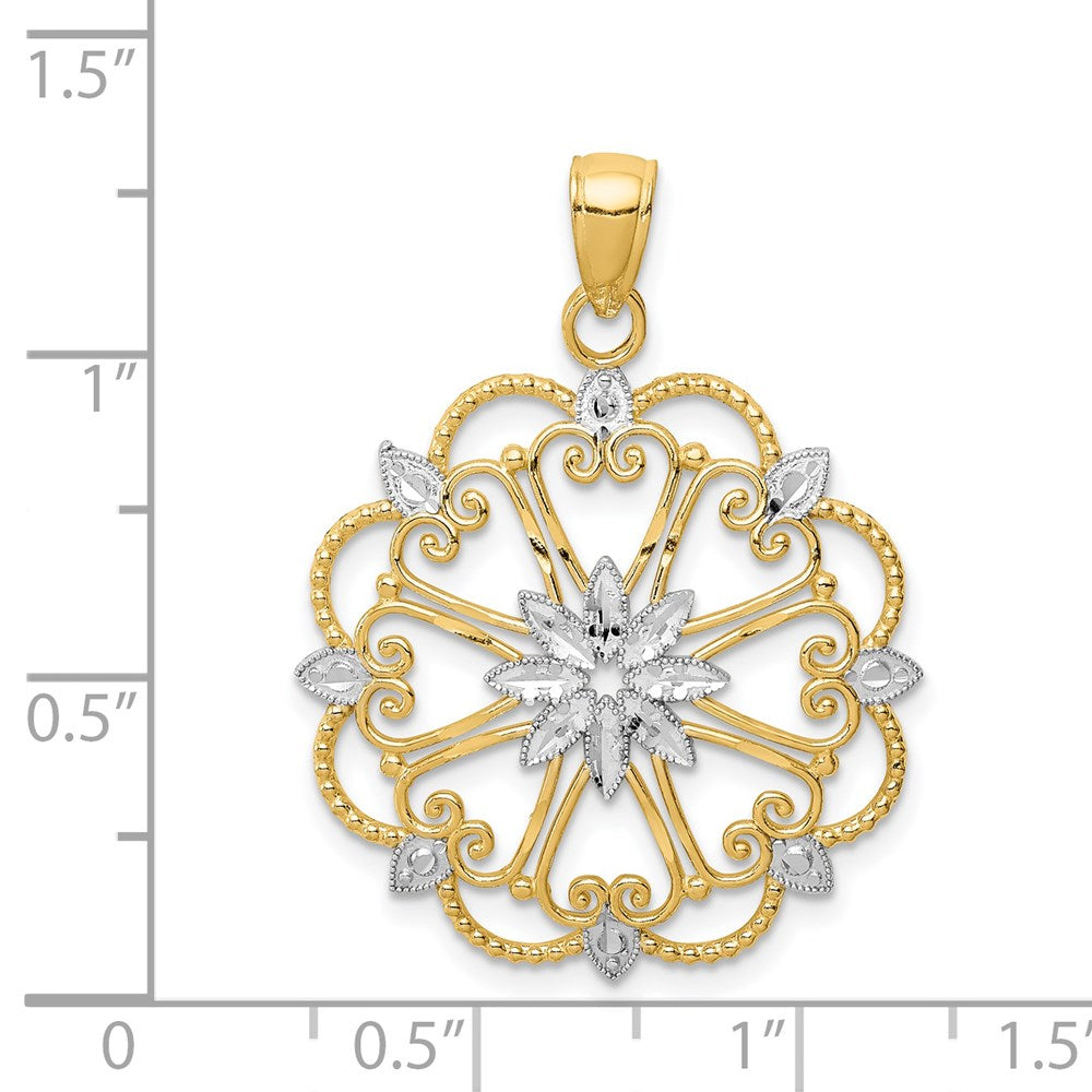 14k Yellow & Rhodium Gold and Rhodium Starburst Pendant