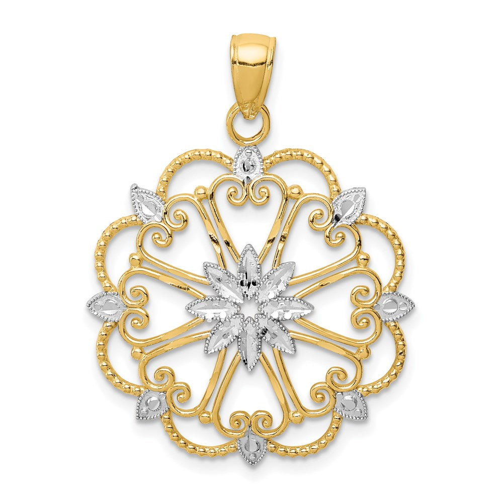 14k Yellow & Rhodium Gold and Rhodium Starburst Pendant