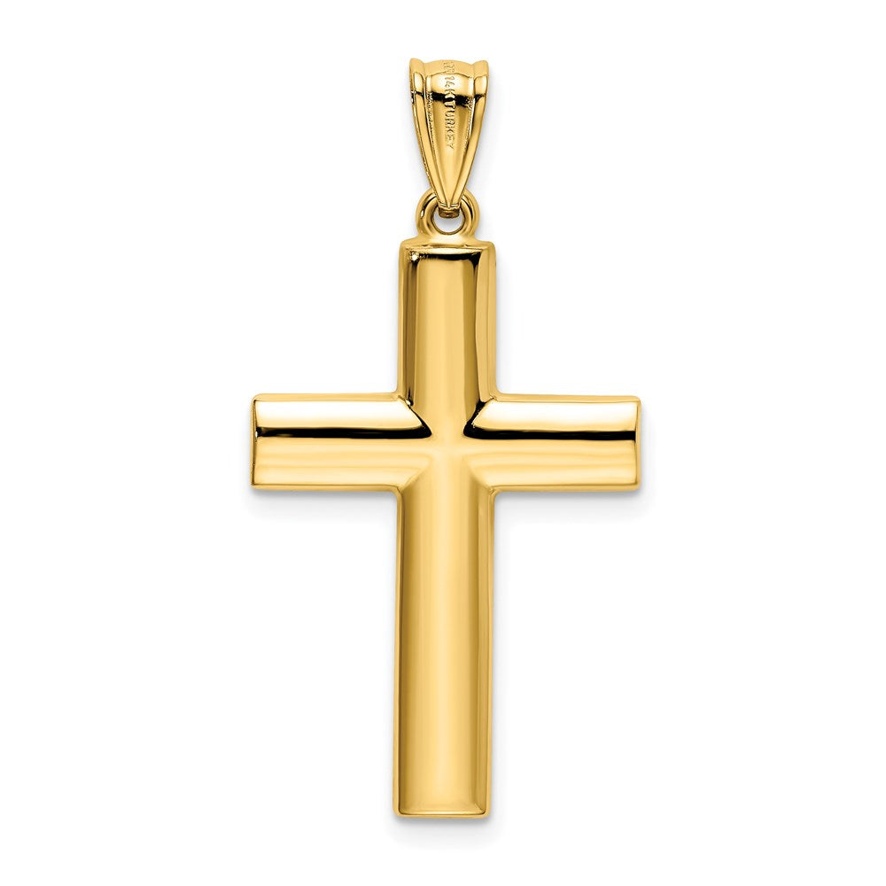 14k Yellow Gold Reversible Textured/Polished Cross Pendant