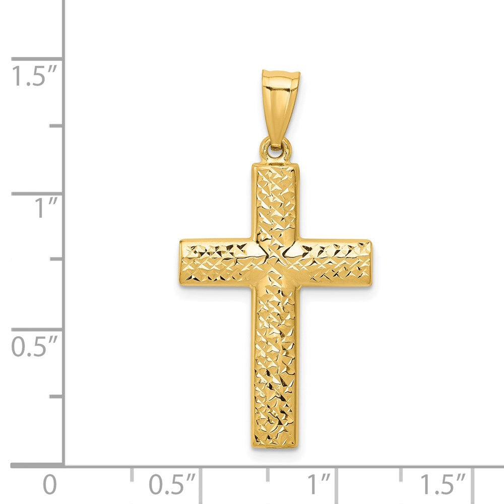 14k Yellow Gold Reversible Textured/Polished Cross Pendant