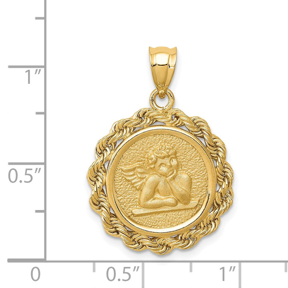 14k Yellow Gold Satin Angel in Bezel Charm