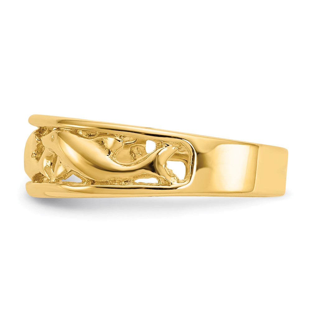 14K Yellow Gold Triple Dolphin Band Ring