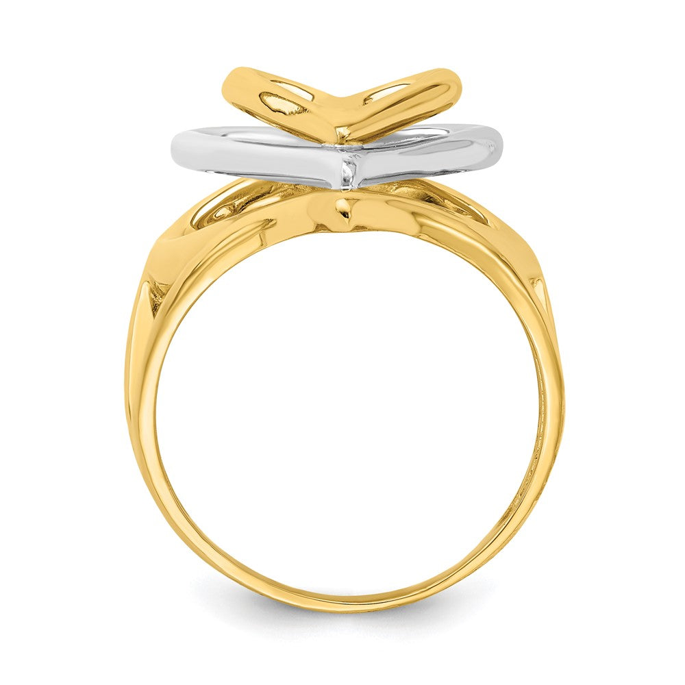 14K Two-Tone Gold Triple Stacked Heart Ring