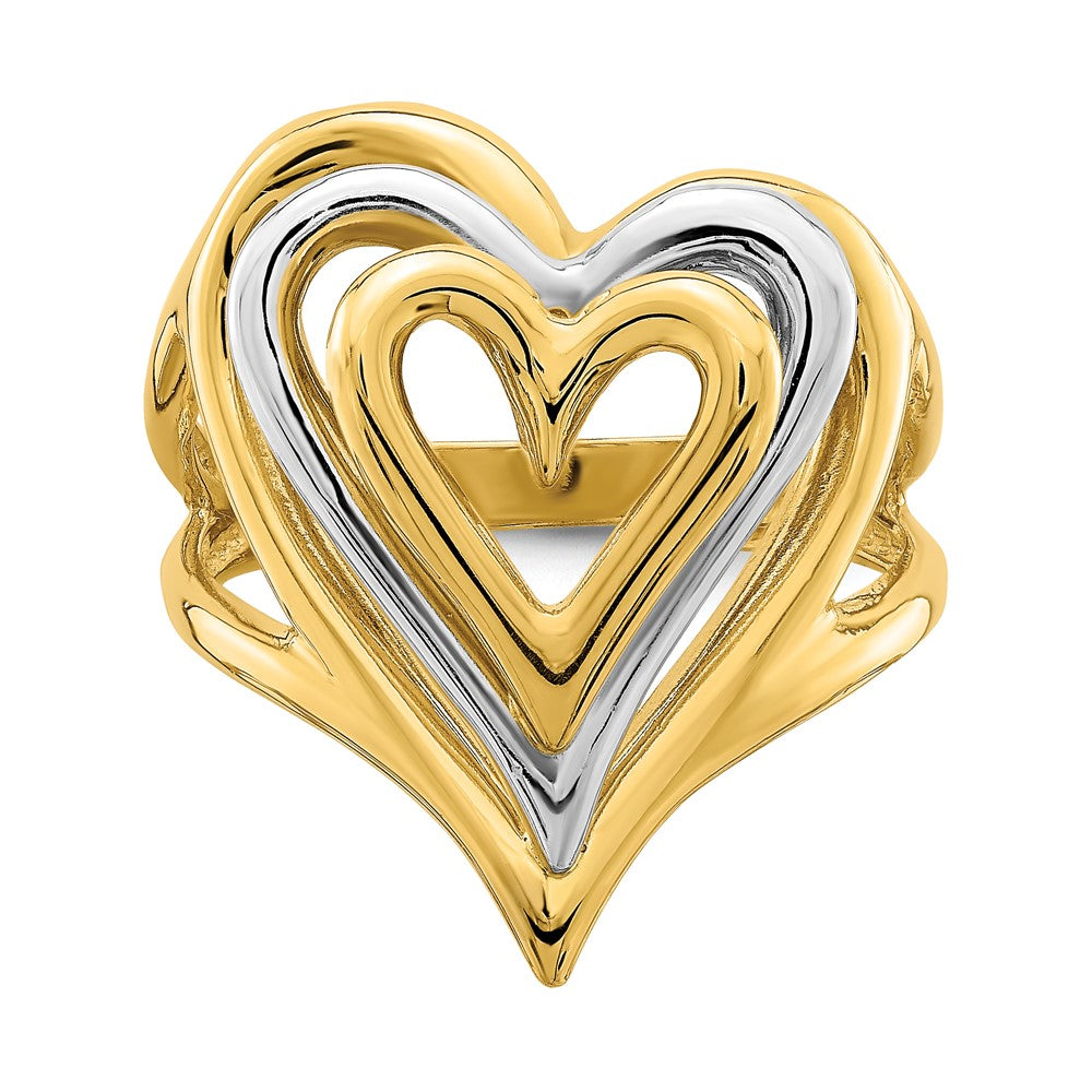 14K Two-Tone Gold Triple Stacked Heart Ring