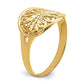 14K Yellow Gold Oval Shield with Scroll Pattern Ring