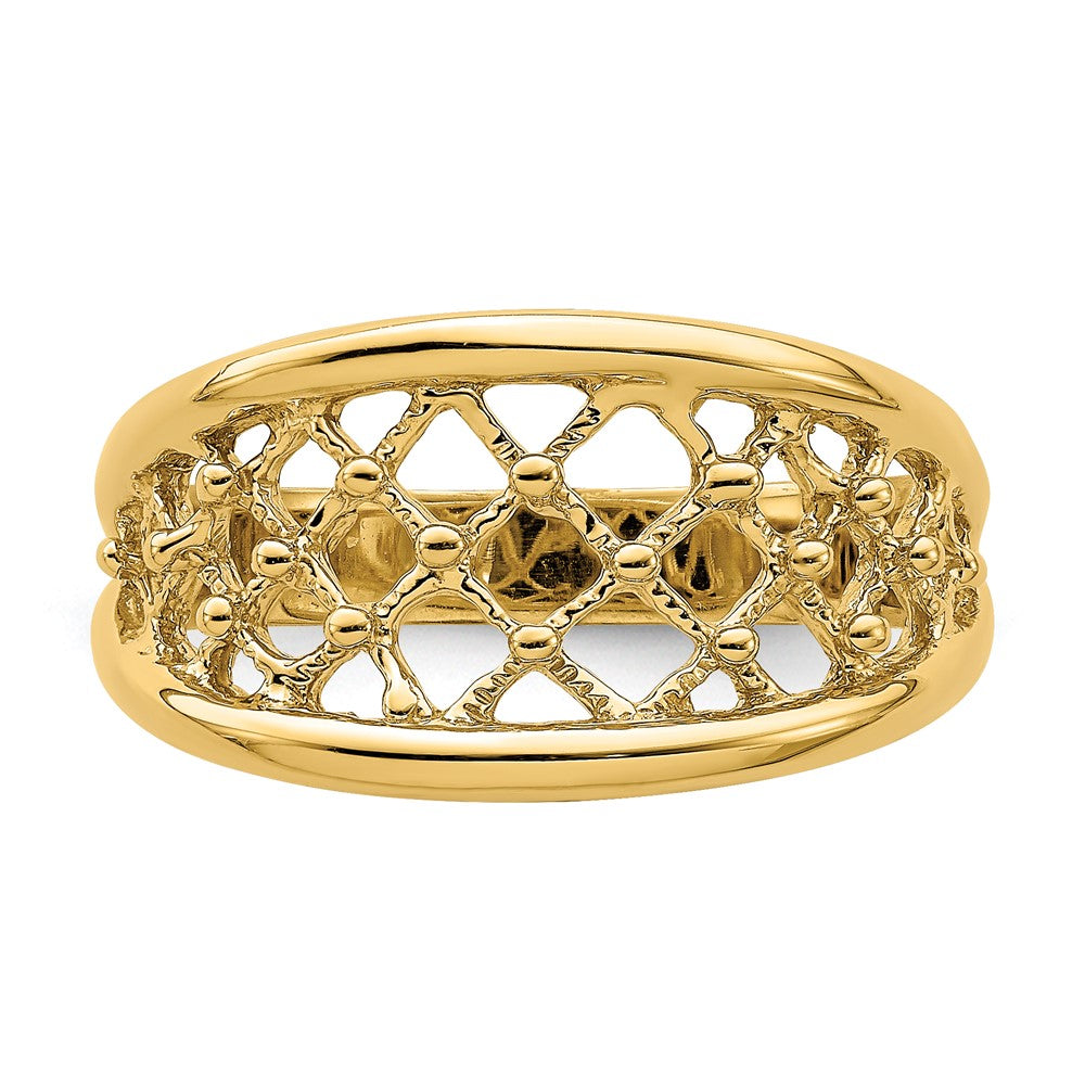 14K Yellow Gold Mesh Ring Tapered Band Ring