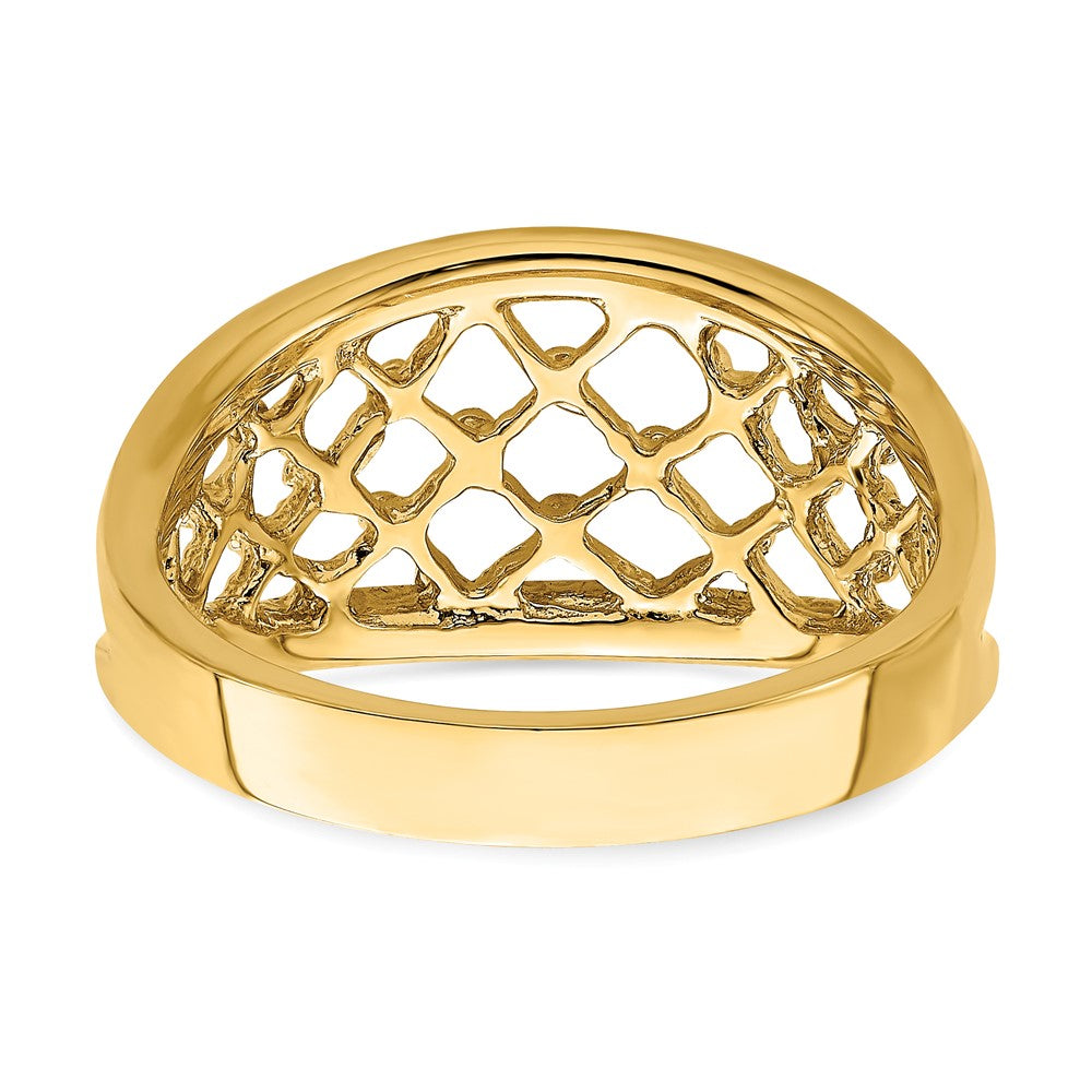 14K Yellow Gold Mesh Ring Tapered Band Ring