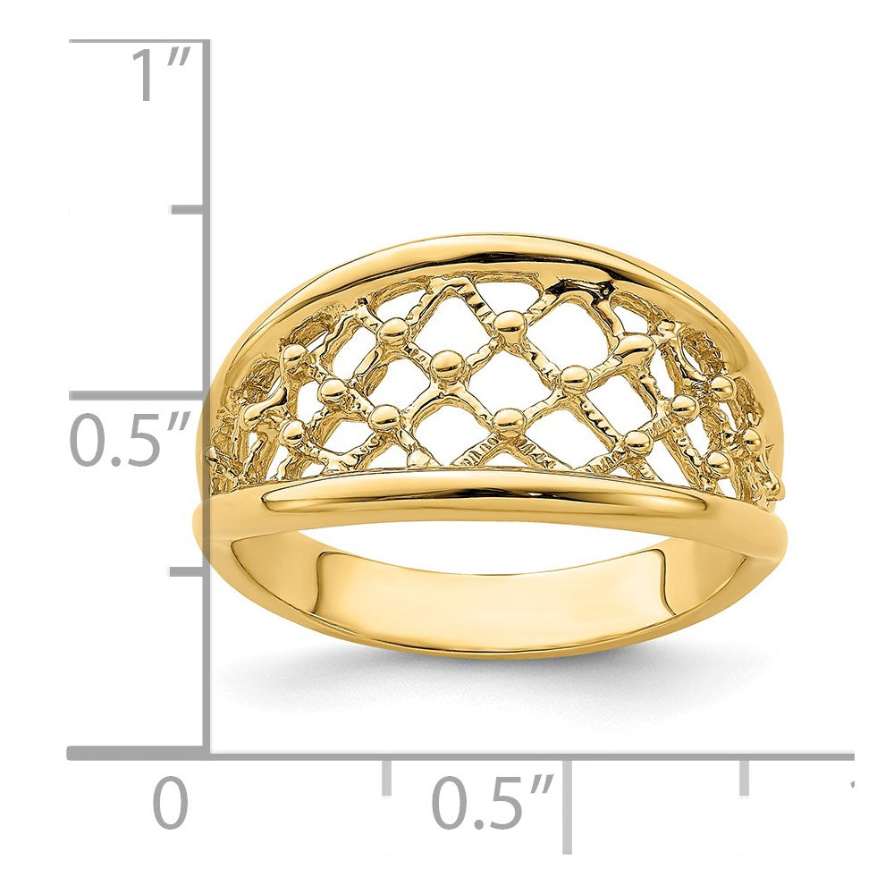 14K Yellow Gold Mesh Ring Tapered Band Ring