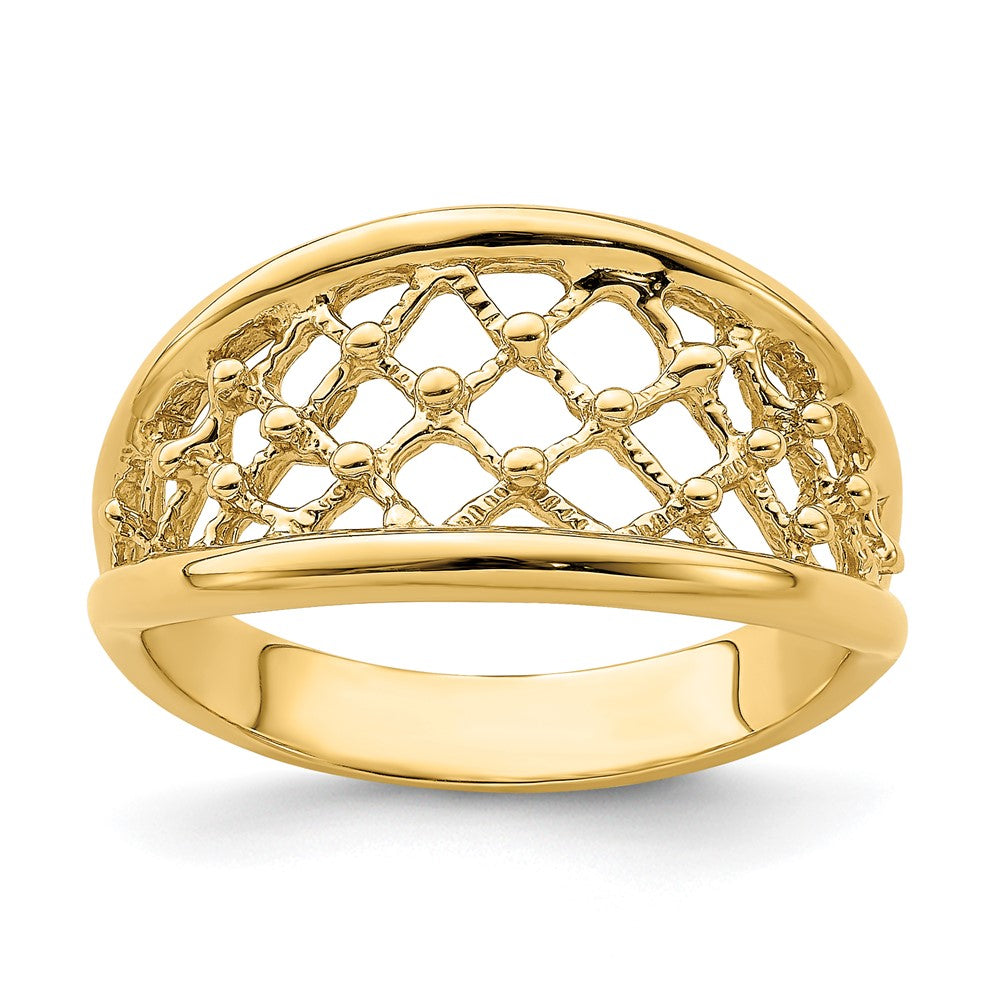 14K Yellow Gold Mesh Ring Tapered Band Ring