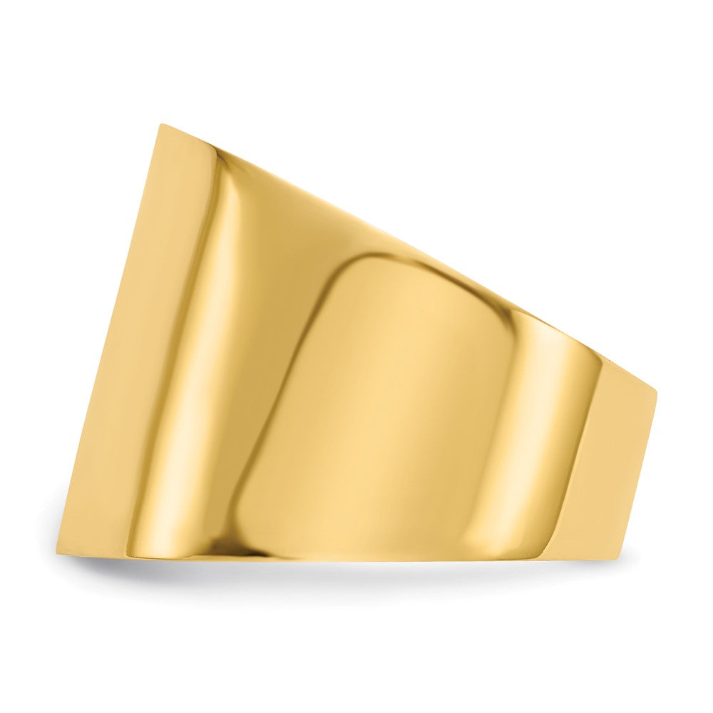 14K Yellow Gold 15mm Flat-top Tapered Cigar Band Ring