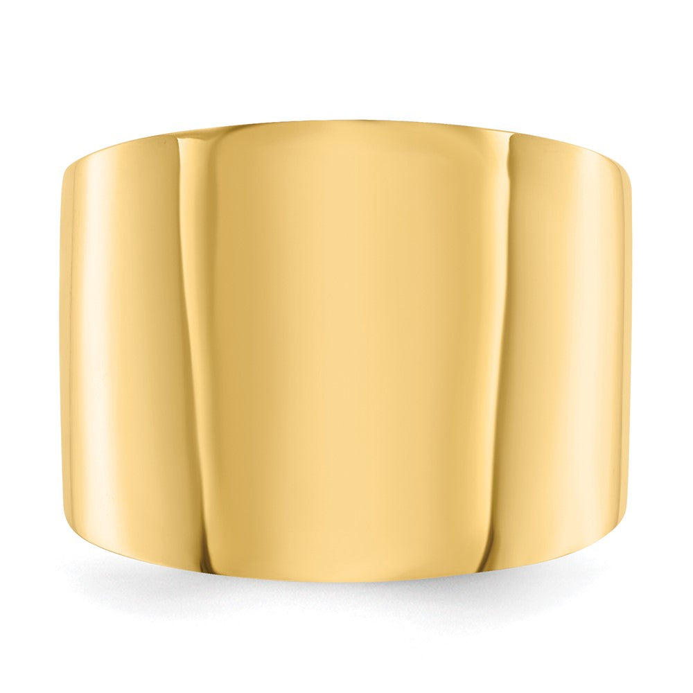 14K Yellow Gold 15mm Flat-top Tapered Cigar Band Ring