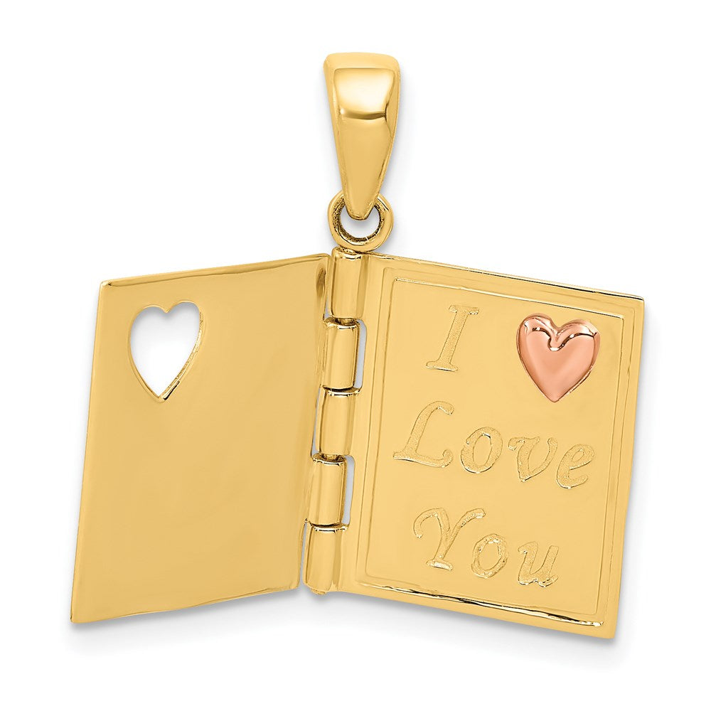 14k Two-tone Gold 3D Enameled Moveable SWEETHEART Book Charm