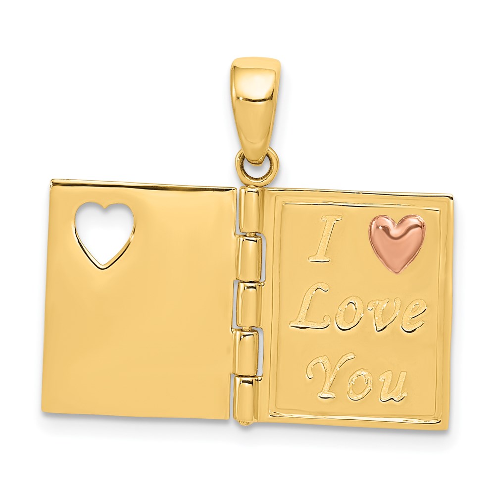 14k Two-tone Gold 3D Enameled Moveable SWEETHEART Book Charm