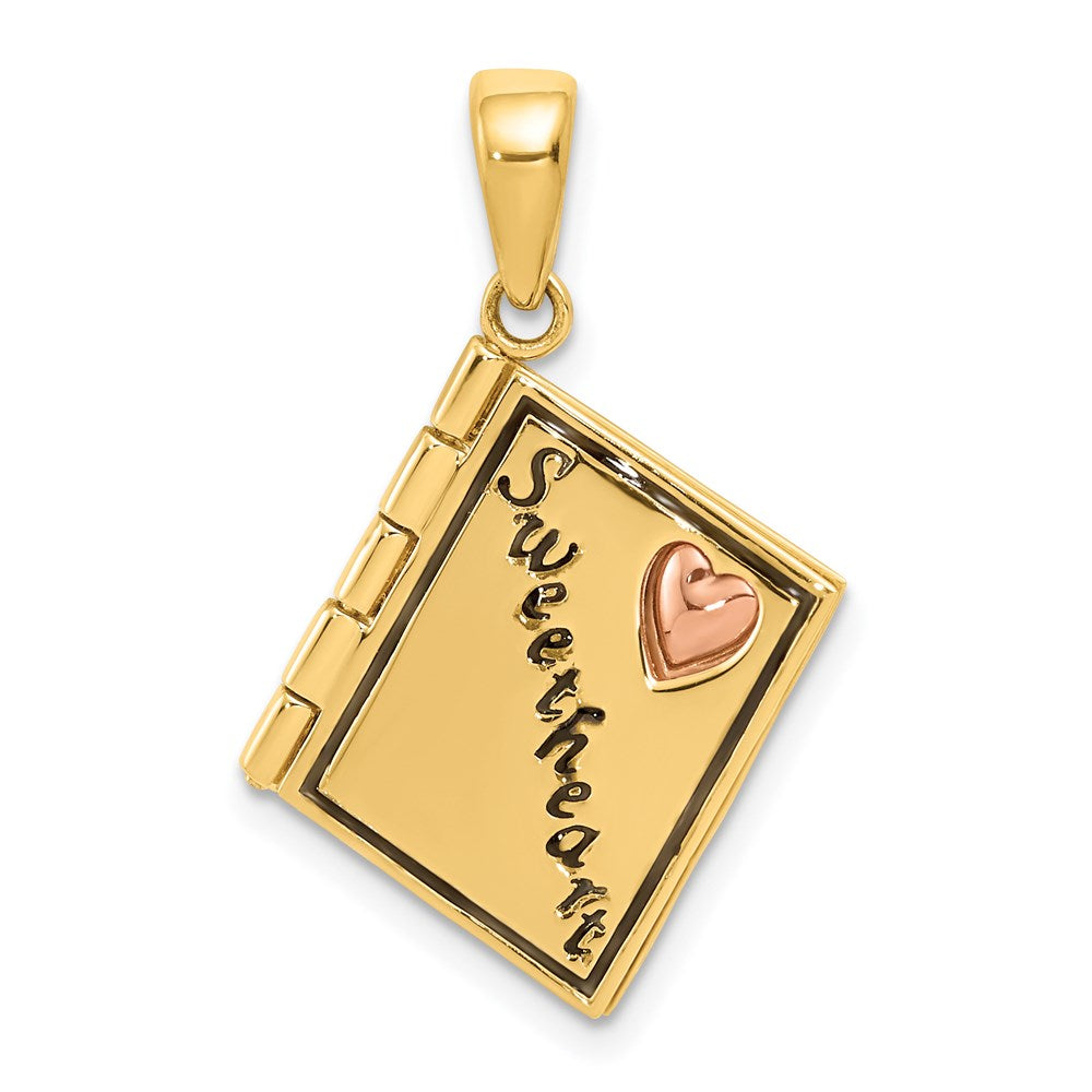 14k Two-tone Gold 3D Enameled Moveable SWEETHEART Book Charm