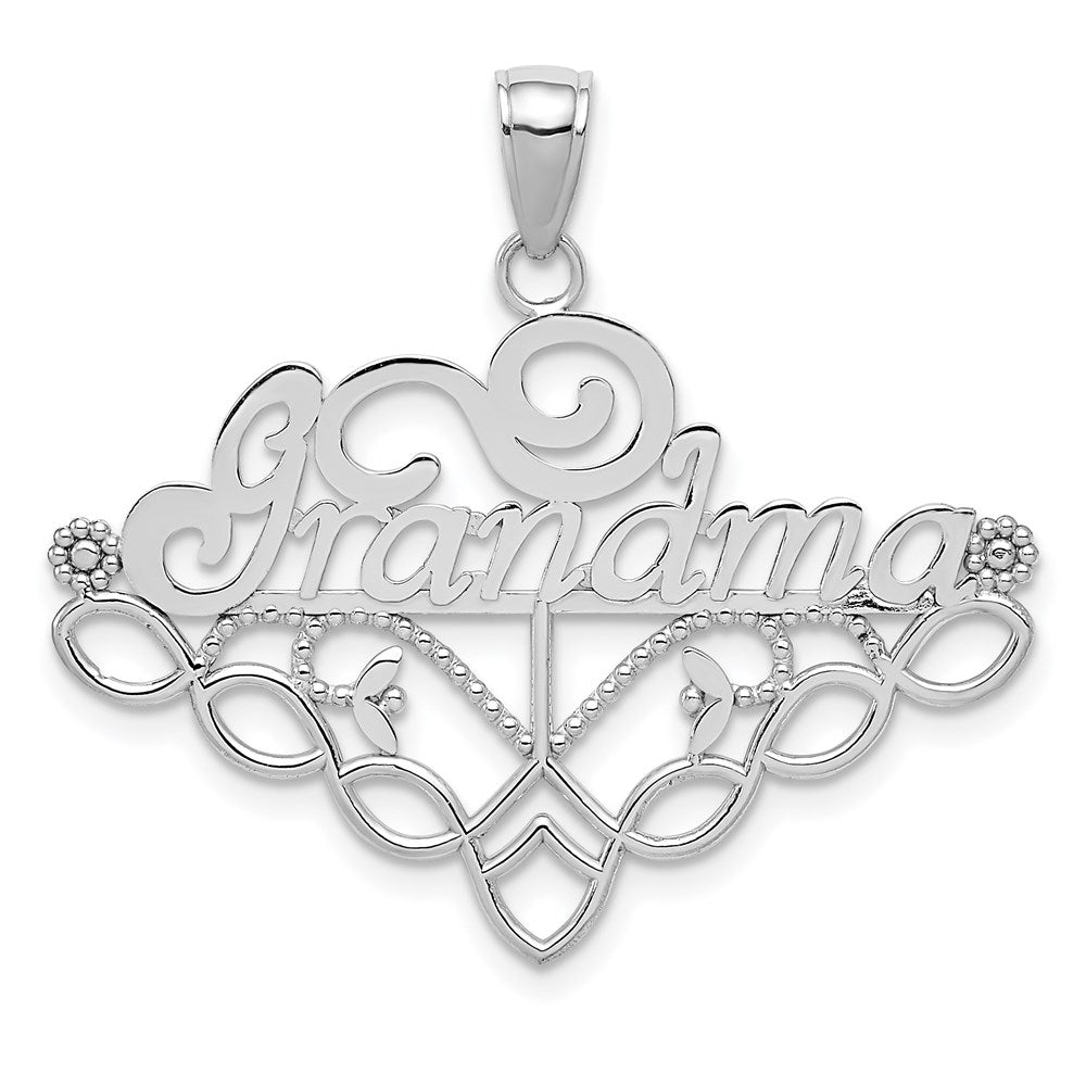 14k White Gold GRANDMA Birthstone Charm Holder Pendant