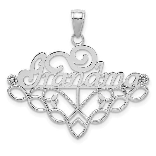 14k White Gold GRANDMA Birthstone Charm Holder Pendant