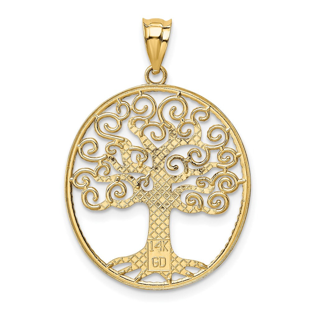 14k Yellow & Rhodium Gold w/Rhodium Filigree Tree of Life Pendant