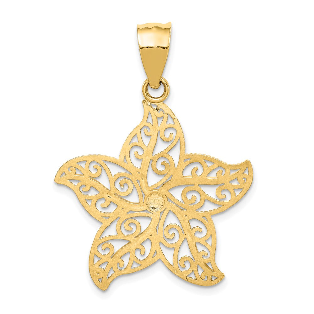 14k Yellow Gold Filigree Starfish Pendant