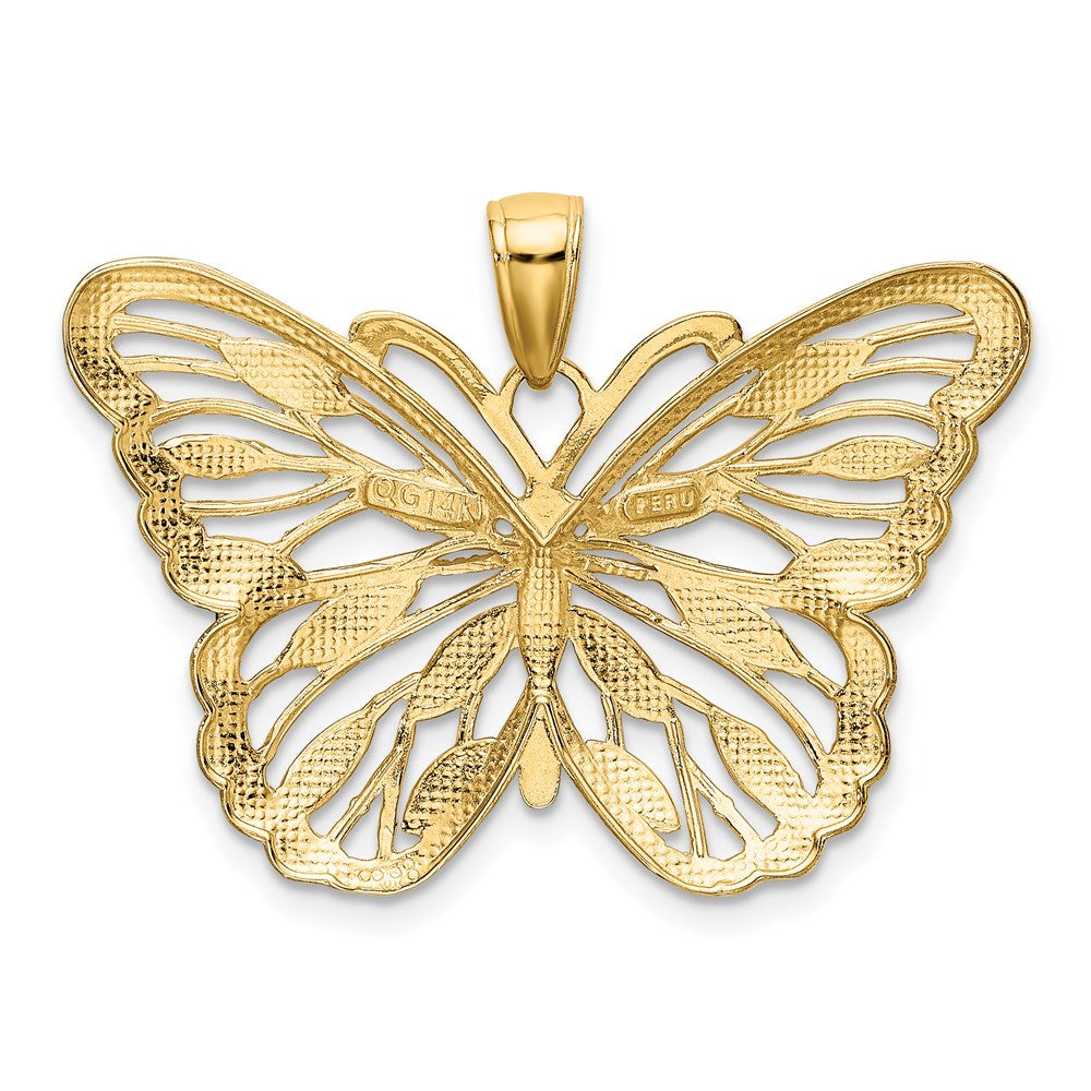 14k Yellow & Rhodium Gold and Rhodium Butterfly Pendant