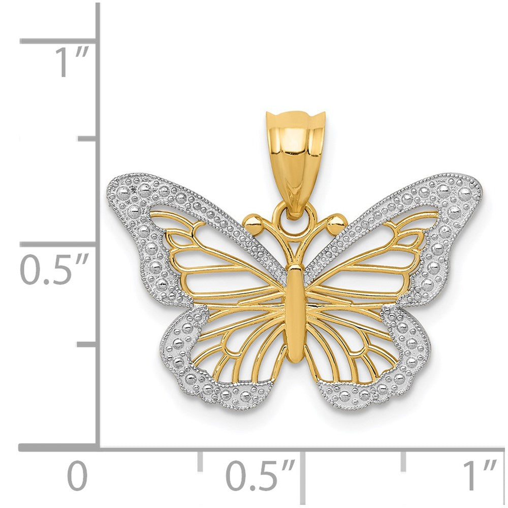 14k Yellow & Rhodium Gold w/ Rhodium Butterfly Pendant